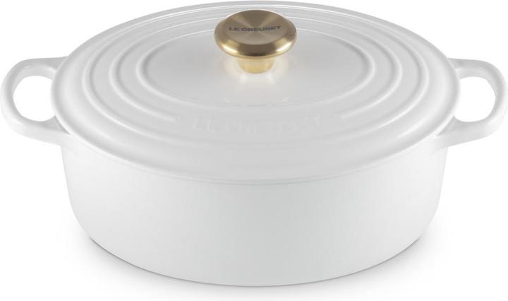 Produktbild Le Creuset Cocotte oval Evo 27 cm white with gold handle (Bräter + Schmortopf, Gusseisen)