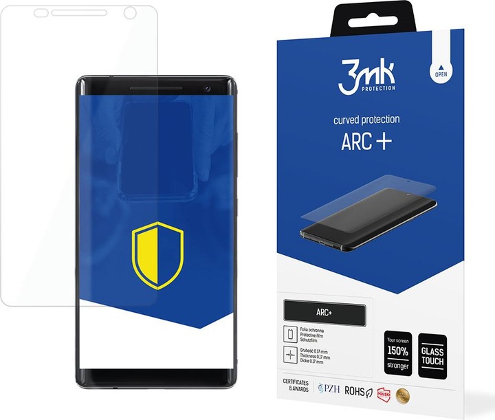 Actual product image 3MK Folia ARC+ FS Nokia 8 Sirocco Folia Fullscreen (1 Piece, Nokia 8 Sirocco)