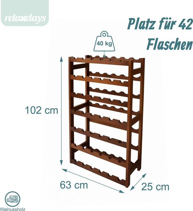 Actual product image Relaxdays winerack (63 x 25 x 102 cm)