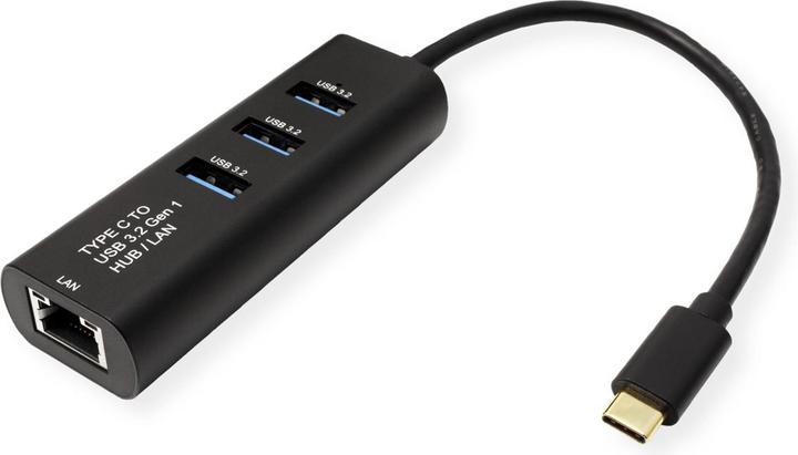 Produktbild Secomp STANDARD USB Typ C zu Gigabit Ethernet Konverter + Hub 3x (USB-C, 3 Ports)