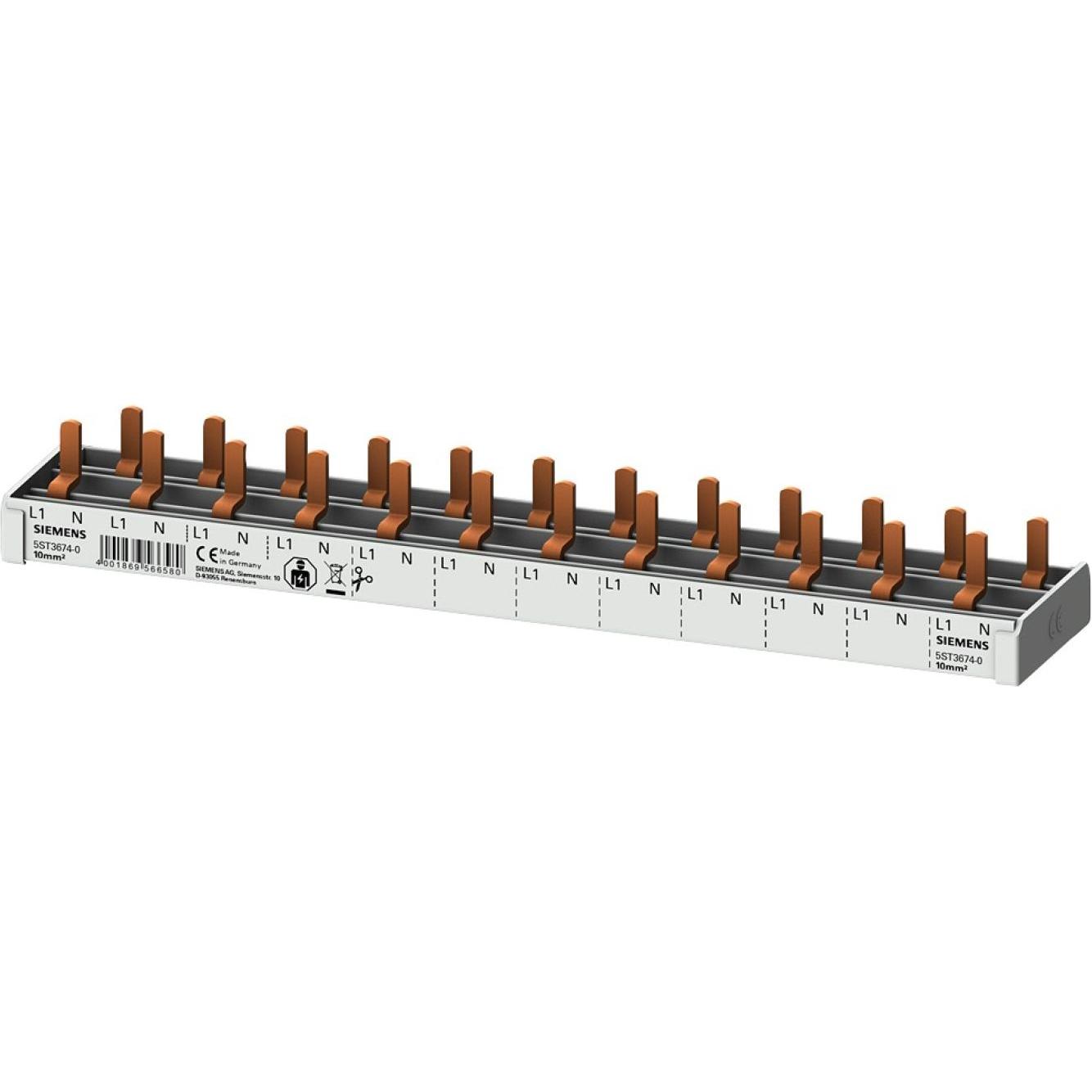Siemens, Verteilerschrank Zubehör, Stift SaS 10qmm 1p/N 5ST3674-0 12xKompakt 12TE Sammelschiene