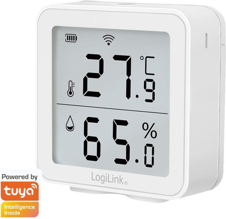 Productafbeelding LogiLink Thermo-hygro-meter, witte Wi-Fi bewaking op afstand via Smart Life App (gratis), - 1 pc.