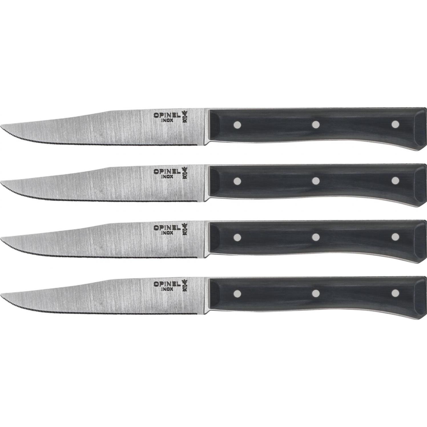 Opinel Facette slate, serrated, Box of 4, Besteck, Grau