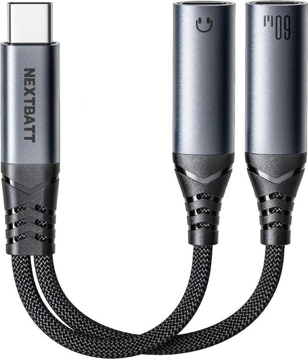 Produktbild Nextbatt 2-in-1 Audio Adapter USB-C to Dual USB-C Cable - Black (USB-C, USB-C)
