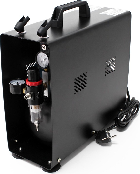 Produktbild Wiltec Airbrush Kompressor AF196AW Lufttank 2 Zylinder Kolben 6 bar 2 Stufenschalter (4 Bar, 3 l)
