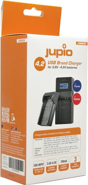 Immagine prodotto Jupio Caricatore universale 3.6V-4.2V Panasonic & Pentax (Caricabatterie per fotocamere)