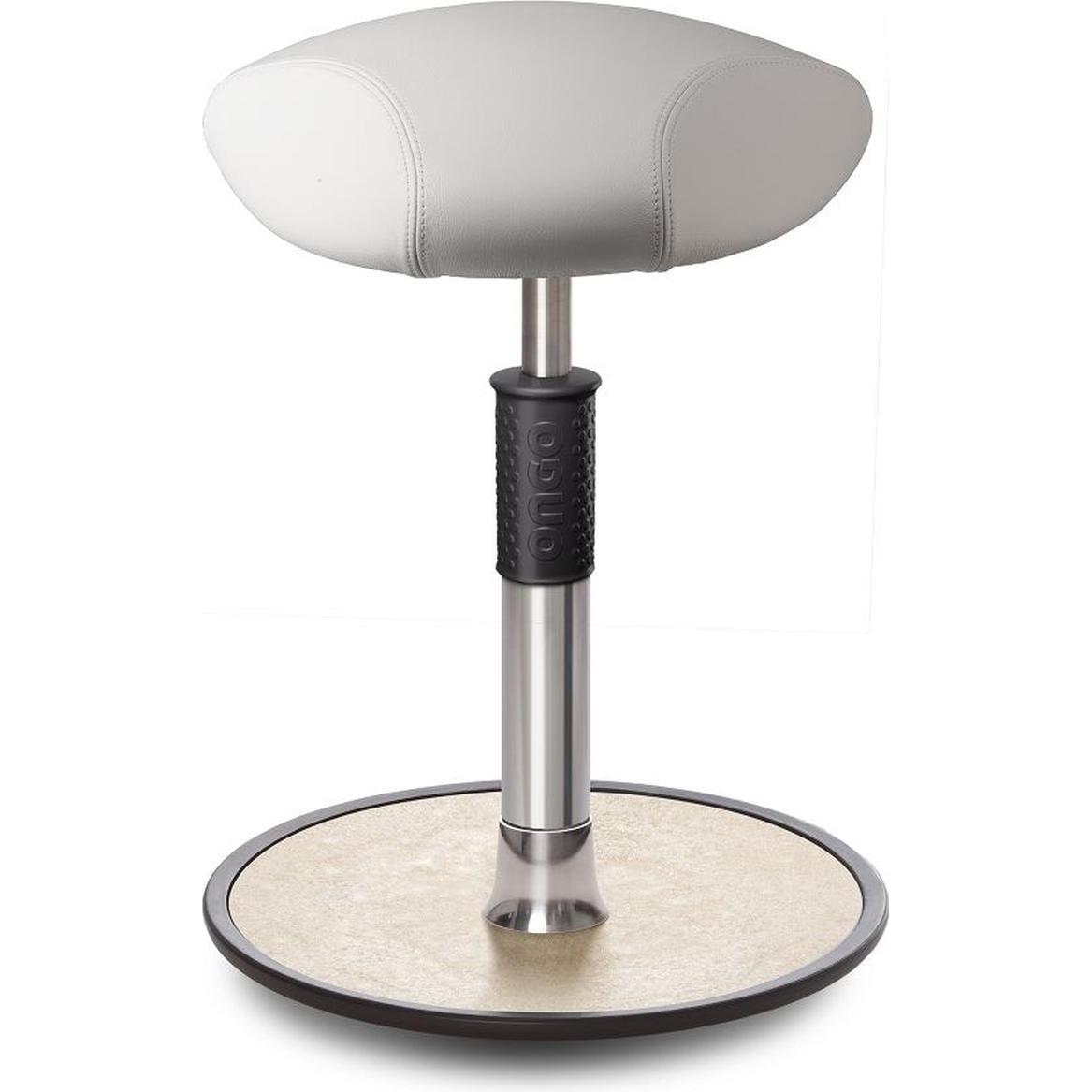 Ongo, Bürostuhl, Sitz- Stehhocker Free Regular Triangel Boxmark Leder Weiss chrom /cremeweiss