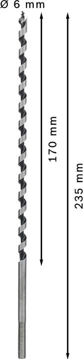 Actual product image Bosch Professional Zubehör PRO Wood Wood auger bit, 6 x 170 x 235 mm (6 mm)