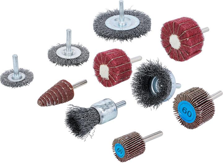 Actual product image BGS Wire Brush and Abrasive Flap Wheel Set | 10 pcs. (60)