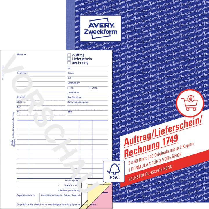 Actual product image Avery Order / Delivery note / Invoice (40x)