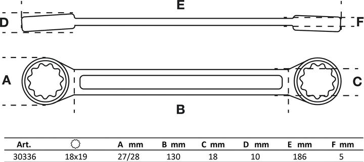 Image du produit BGS Clé polygonales double embouts extra plate 18 x 19 mm (19 mm, 18 mm)