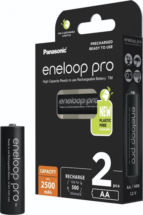 Image du produit Panasonic Wiederaufladbare Batterien ENELOOP Pro BK-3HCDE (2 pcs, AA, 2500 mAh)