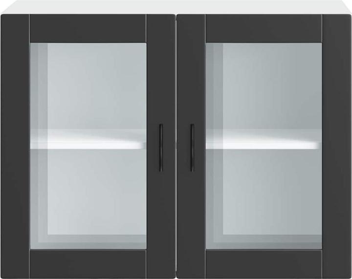 Image du produit VidaXL Armoire suspendue de cuisine avec porte vitrée Porto Noir Armoire murale de cuisine (80 x 31 x 60 cm)