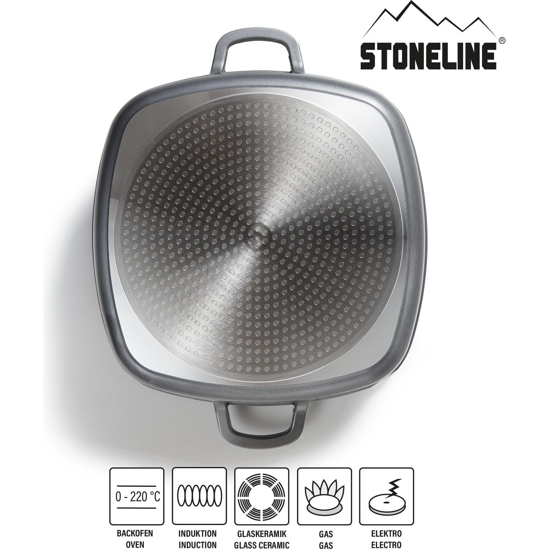 Thumbnail - Stoneline Eckpfanne 28x28 cm mit Aroma Glasdeckel, Pfanne rechteckig, Backofen, Induktion geeignet, Pfanne + Kochtopf, G...