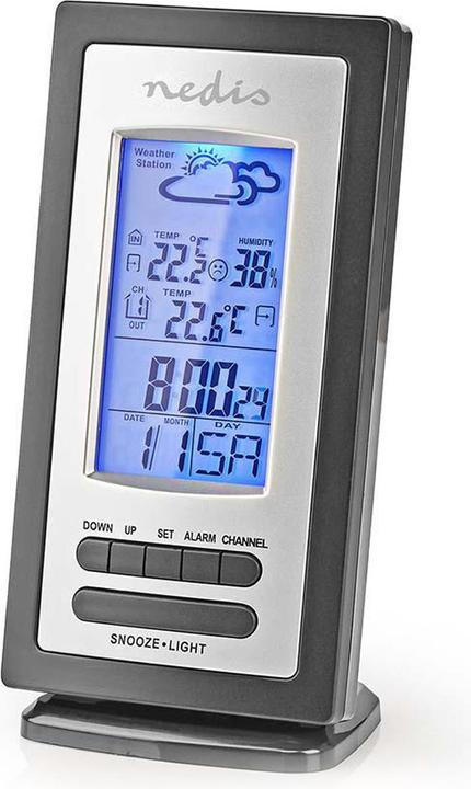 Image du produit Nedis Station météo - alarme - hygromètre - capteur extérieur - noir/argenté