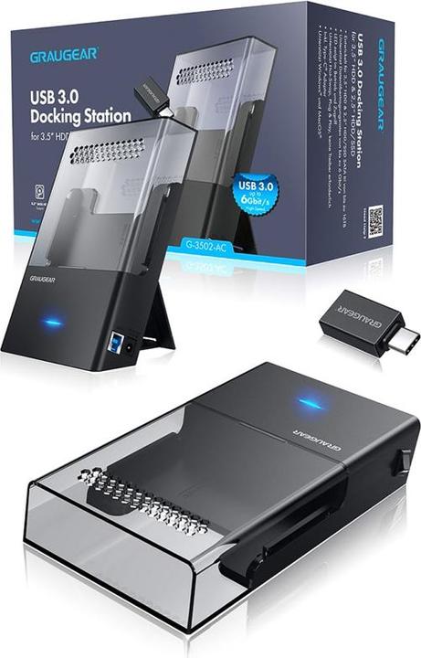 Produktbild Graugear Dock-Geh?use f?r 3,5"/2,5" HDD/SSD, USB3.2 Gen1 (USB-B)