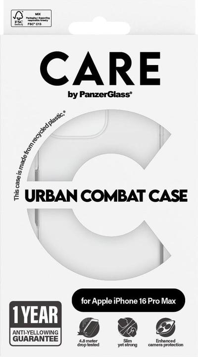 Actual product image PanzerGlass CARE Flagship Case Urban Combat Clear Frame iPhone '24 6.9" Pro (Apple iPhone 16 Pro Max)