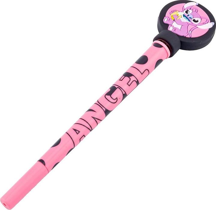 Actual product image Lilo & Stitch Make Waves Angel Pen And Topper (Black, Pink, 1x)