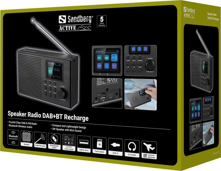 Productafbeelding Sandberg Speaker Radio DAB+BT Recharge (DAB+, FM, Bluetooth)