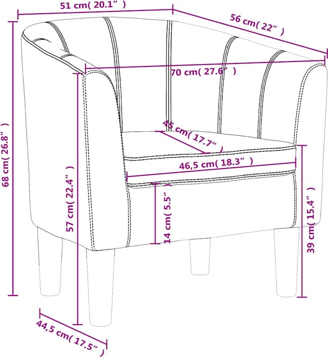 Actual product image VidaXL Clubsessel Schwarz Kunstleder,Farbe: Schwarz,Material