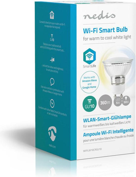 Produktbild Nedis WIFILW10CRGU10 Smart Lighting Intelligente Glühbirne, WLAN (GU10, 330 lm, 1x)