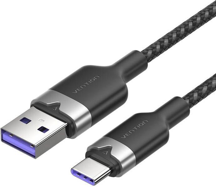 Actual product image Vention USB 2.0 A to USB-C 6A CTOBF 1M cable (black) (1 m, USB 2.0, 100 W)