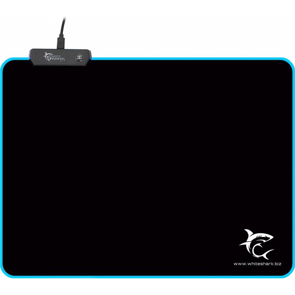 White Shark Mouse pad for games with RGB illumination Luminous L, 350x250x3mm (M), Mausmatte, Schwarz