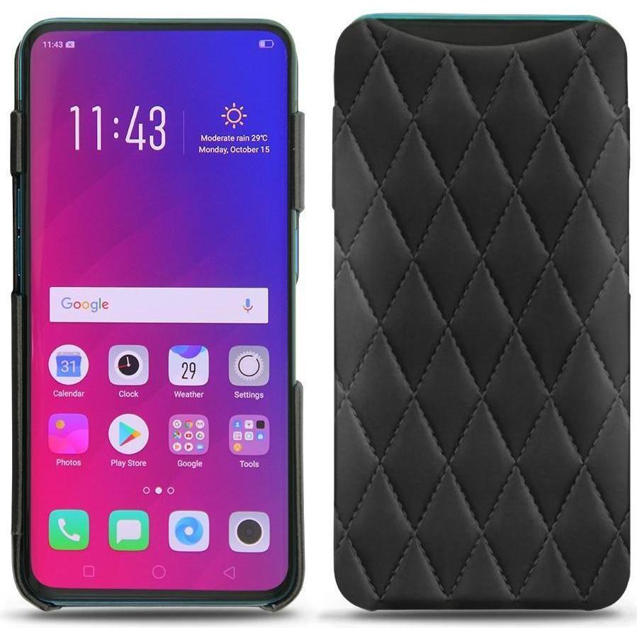 Noreve Lederschutzhülle (Oppo Find X), Smartphone Hülle, Schwarz