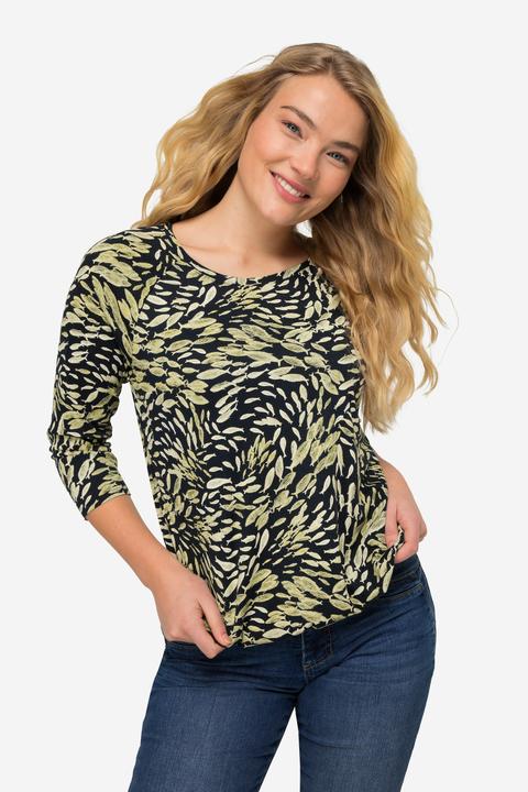 Actual product image Laurasøn T-shirt Fish Print Crew Neck 3/4 Sleeves (M)