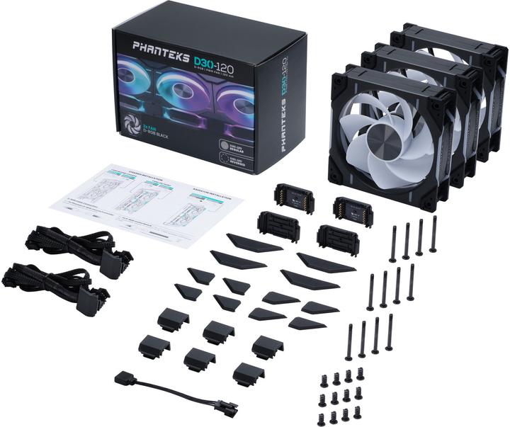 Image du produit Phanteks Ventilateur D-RGB D30 PWM Reverse Airflow, 3-pack - 120mm, noir (120 mm, 3 x)
