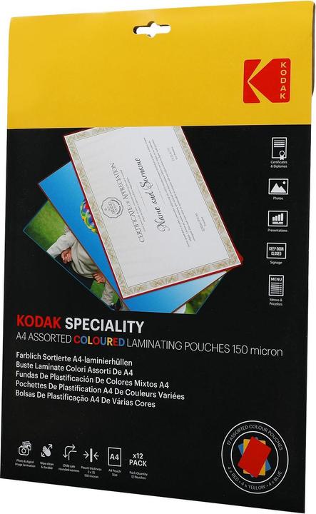Actual product image Kodak A4 laminating film 12 pieces, 150 microns, coloured (A4, 150 µm)