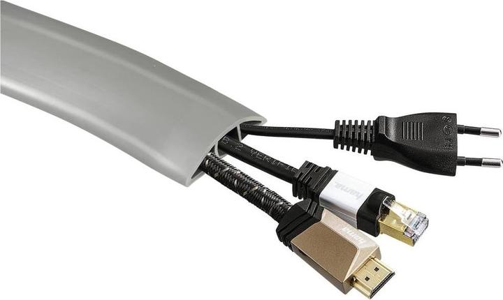 Produktbild Hama Flexibler Kabelkanal, selbstklebend, halbrund, 180 x 6 x 1 cm, PVC, Grau (Kabelkanal, 1800 mm)