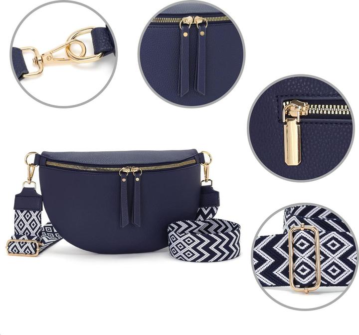 Produktbild Only-Bags.Store Grosse Gürteltasche veganes Leder Umhängetasche Crossbody Tasche stilvolle Gürteltasche mit breitem