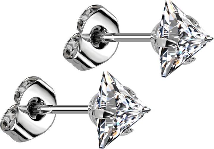 Image du produit Star Piercing Boucles d'oreilles argent avec cristal triangulaire argenté (sans laiton, Acier chirurgical 316L)