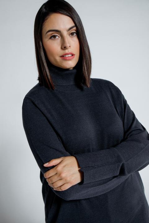 Produktbild Ulla Popken Rollkragenpullover, breite Rippbündchen, Langarm (50, 52)