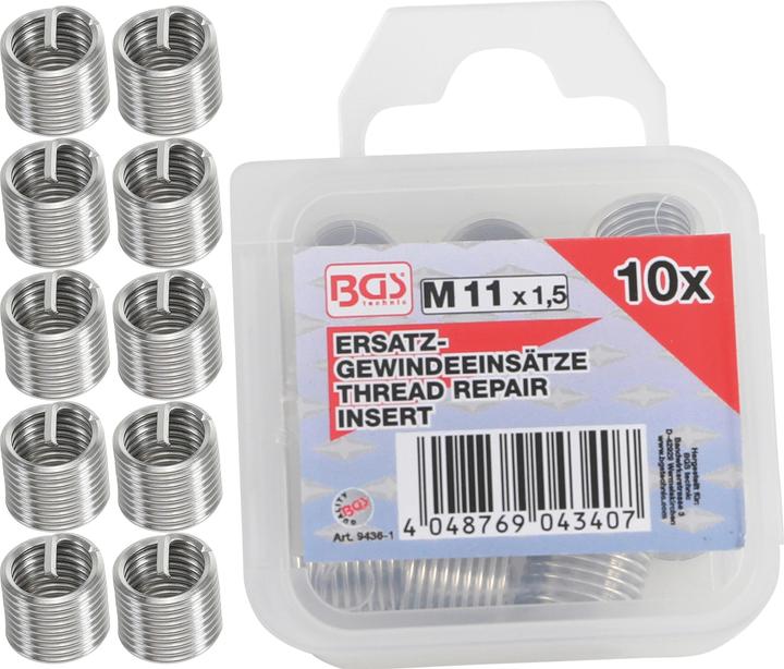 Image du produit BGS Inserts taraudés M11 x 1,5 mm 10 pièces