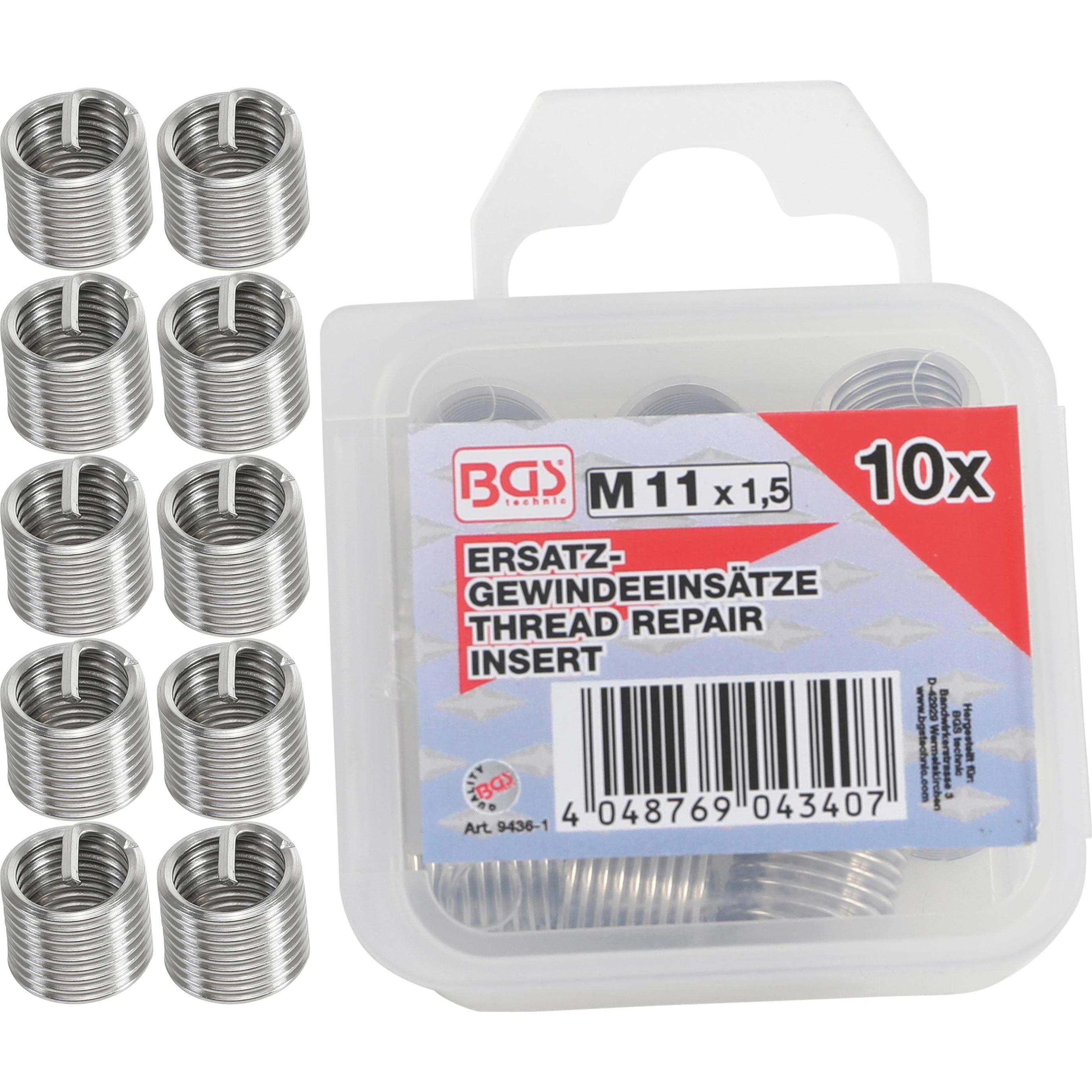 BGS, Gewindeschneider + Gewindebohrer, Ersatz-Gewindeeinsätze M11 x 1,5 mm 10-tlg.