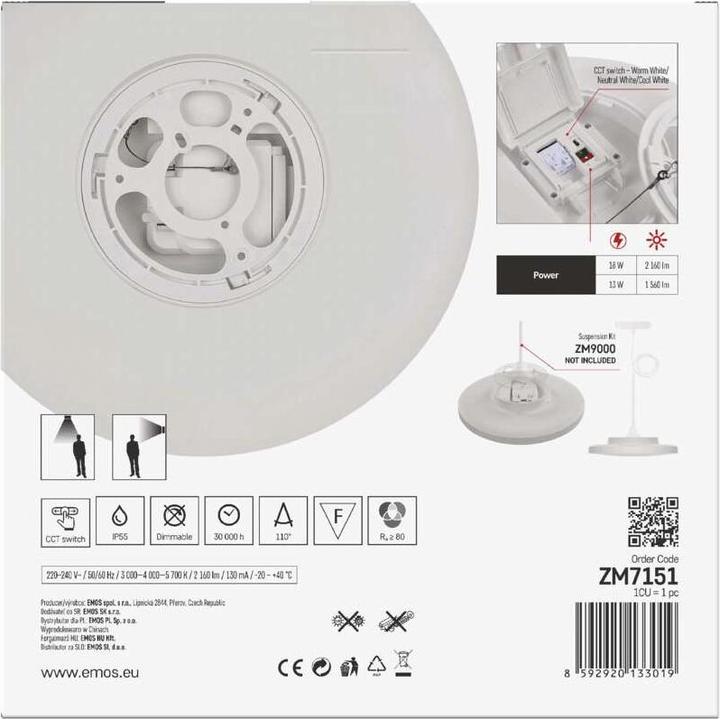 Image du produit Emos LED-Anbauleuchte DIONI rund, weiss, 18W, mit Farbtemperatur-Änderung (2160 lm)