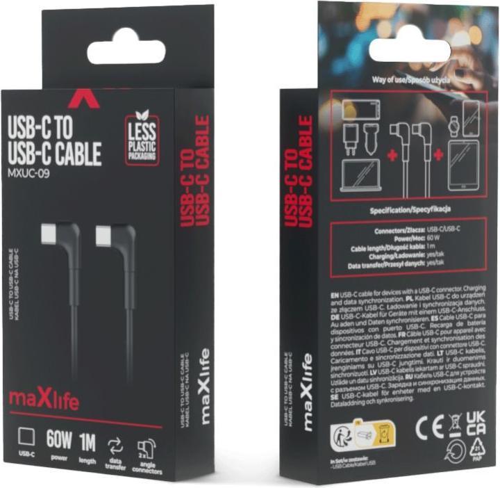Produktbild Maxlife USB C – USB C (1 m, USB 2.0, 60 W)
