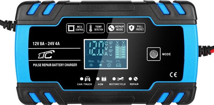 Productafbeelding LTC Autolader met LCD-scherm voor batterijen (12V, 24V, 8 A)