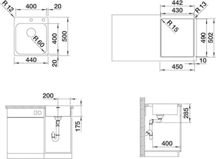 Actual product image Blanco Supra 400-IF/A R12 (Fitted sink, 44 cm, 50 cm)