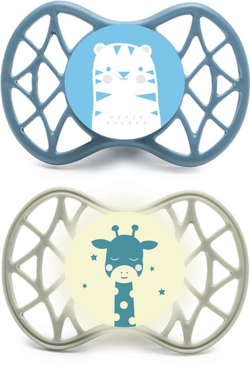 Nuvita Air 55 Schnuller Sym 0m Male Tiger & Giraffe (2x, 0 - 6 Monate)
