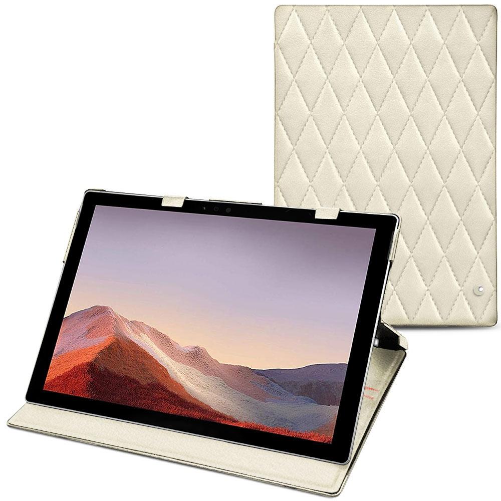 Noreve Lederschutzhülle vertikal (Microsoft Surface Pro 7), Tablet Hülle, Weiss