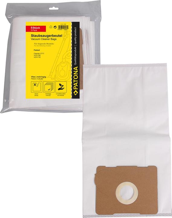 Patona 5 stofzuigerzakken meerlaags fleece f.. Festool Cleantec CT17 VCP170E VCP171E (5x)