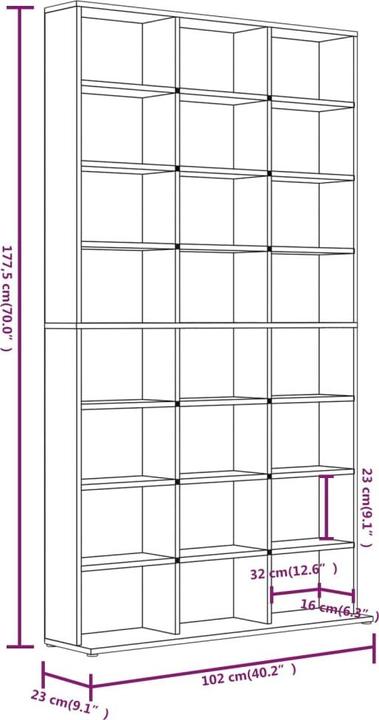 Actual product image VidaXL Tyche (102 x 23 x 177.5 cm)