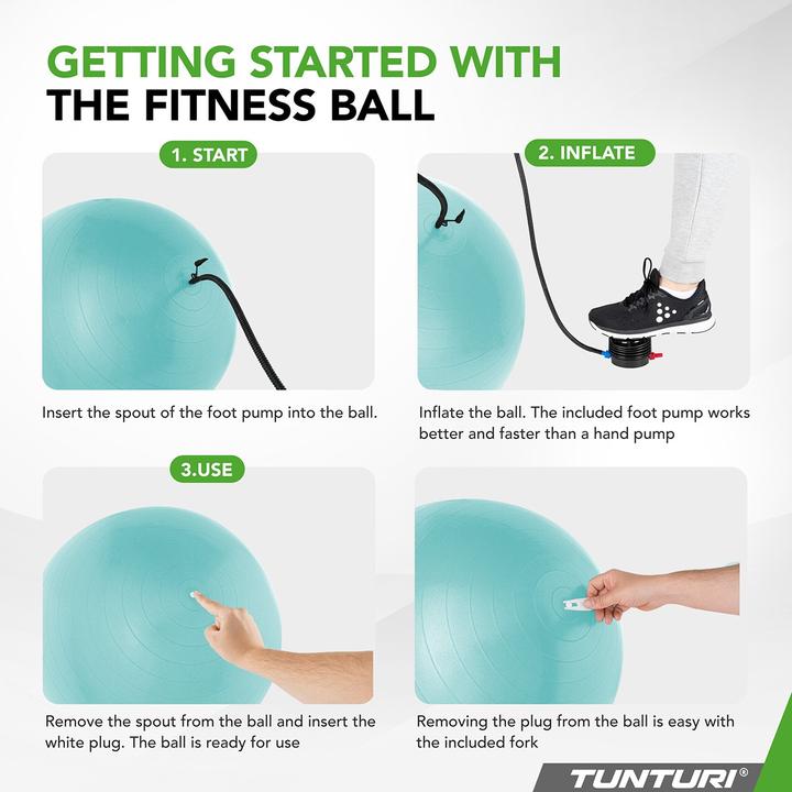 Produktbild Tunturi Gym Ball - Fitnessball reissfest ABS 75 cm Türkis (75 cm)
