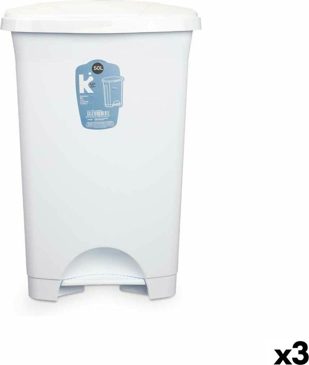 Natec Papierkorb mit Pedal Weiss Kunststoff 50 L (3 Stück) (50 l)
