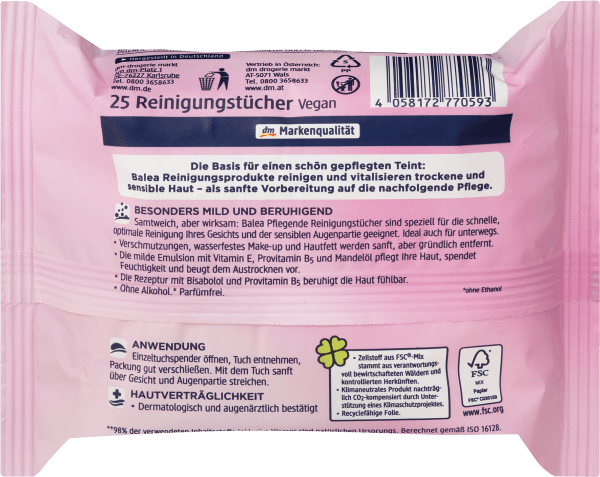 Produktbild dm Balea Reinigungstücher 3in1 (Reinigungstücher, Make-Up Entferner)