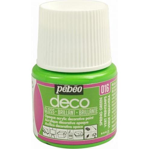 Pebeo, Künstlerfarbe + Bastelfarbe, Deco Glänzende Acrylfarben (Frühlingsgrün, 45 ml)
