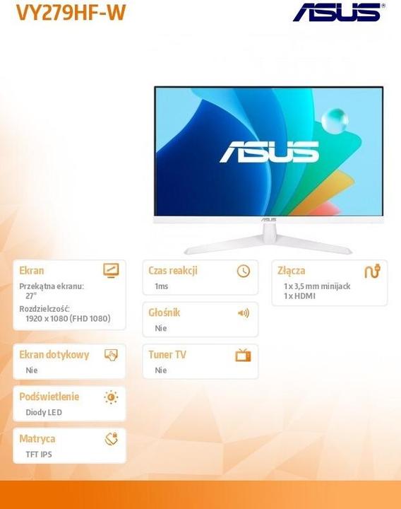 Image du produit ASUS Eye Care VY279HF-W (1920 x 1080 pixels, 27")